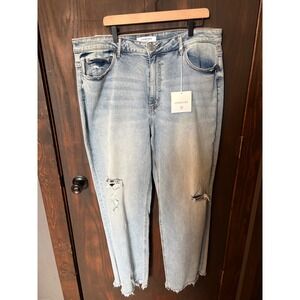 Lovervet by Vervet 90s Vintage Dad Jeans Light Wash Distressed Plus Size 20